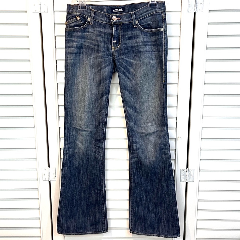 ROCK & REPUBLIC Jeans Stevie Medium Wash Wings Soft Stretch Denim
